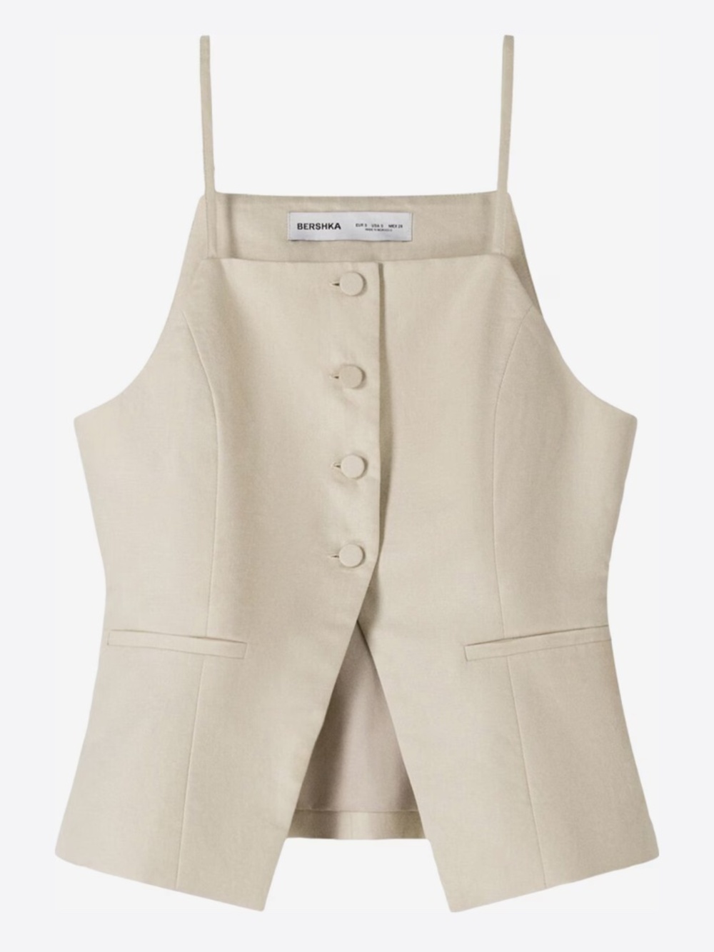 NWT Bershka Cotton-Linen High Neck Tailored Vest, small